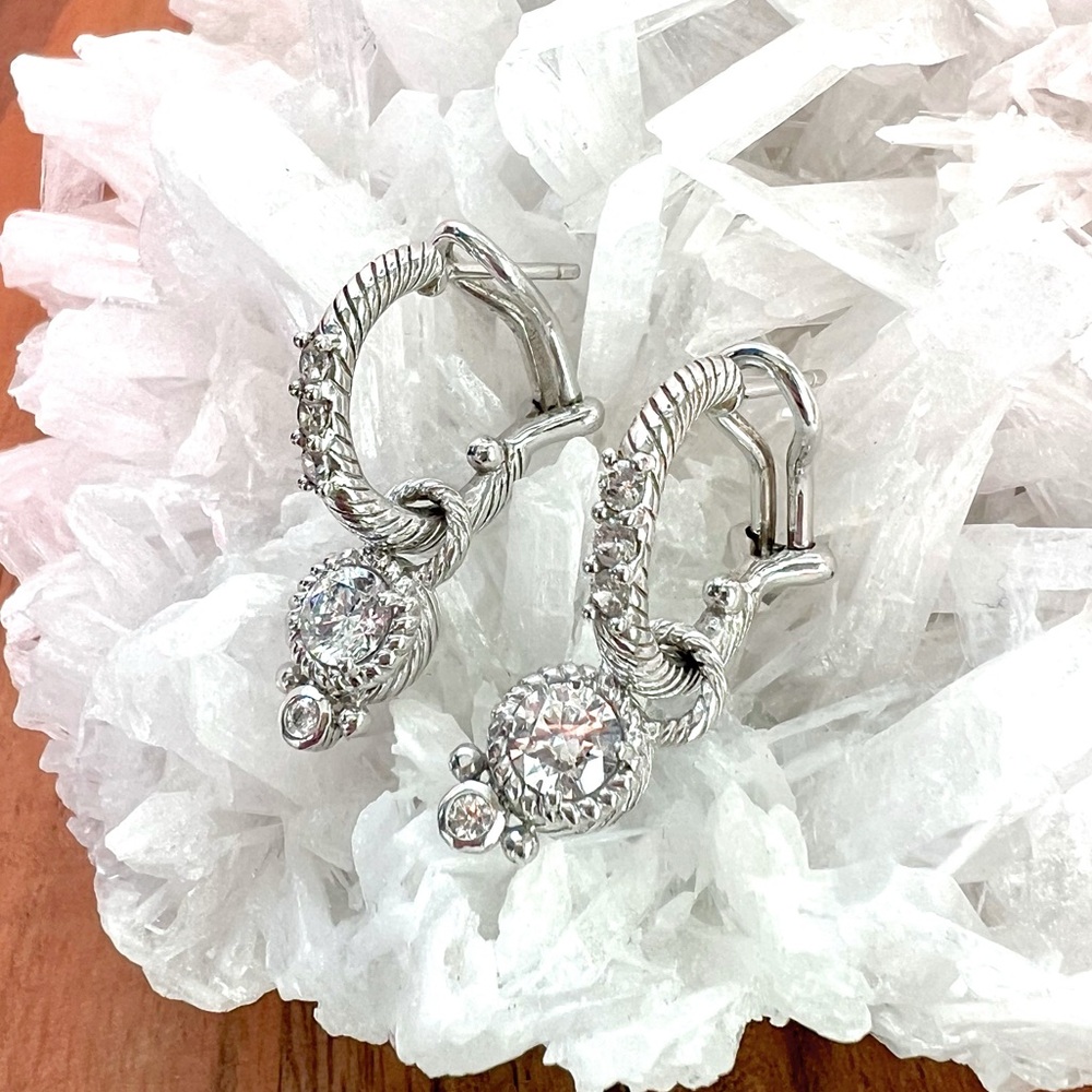Judith Ripka Diamonique Hoop Earrings with removable Charm - Picture 3 of 10